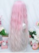 Peach Sweet Wine Series Sweet Lolita Quadratic Element Cute Fairy Universal Pink To White Gradient Long Curly Wig