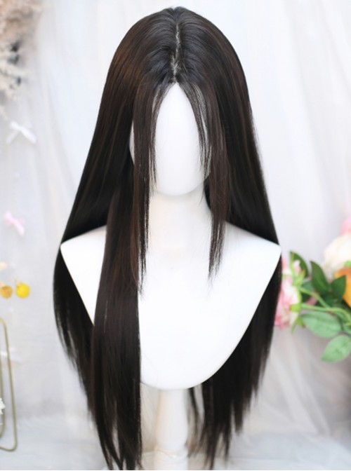 Black Classic Lolita Daily Versatile Stylish Sweet Cool Middle Part Long Straight Wig