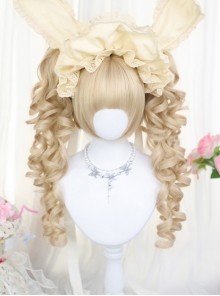 Flower Series Sweet Lolita Golden Vintage Court Style Roman Curl Double Ponytail Wig