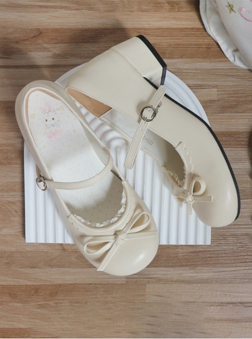 Little Fleur Series Sweet Lolita Cute Round Toe Japanese Daily Comfortable Mid Heel Mary Jane Shoes