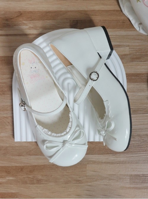 Little Fleur Series Sweet Lolita Cute Round Toe Japanese Daily Comfortable Mid Heel Mary Jane Shoes