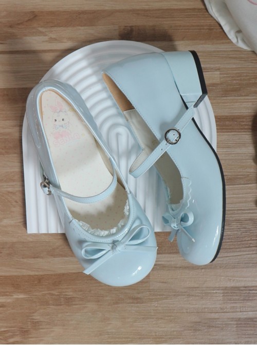 Little Fleur Series Sweet Lolita Cute Round Toe Japanese Daily Comfortable Mid Heel Mary Jane Shoes