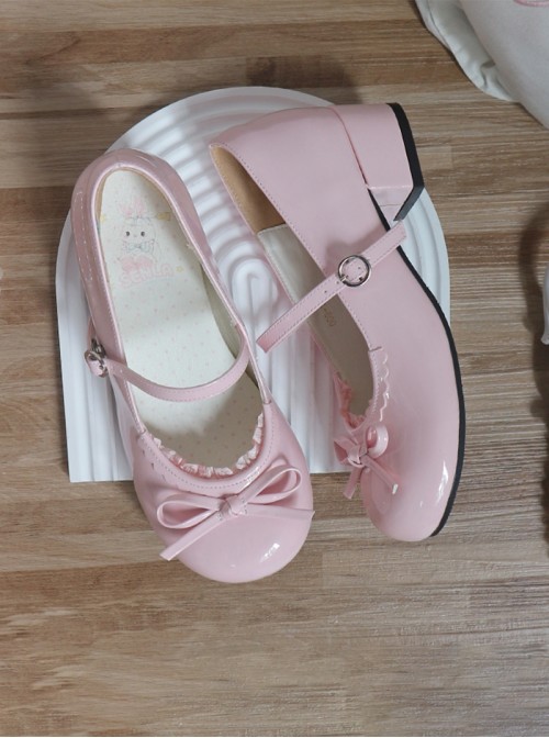 Little Fleur Series Sweet Lolita Cute Round Toe Japanese Daily Comfortable Mid Heel Mary Jane Shoes