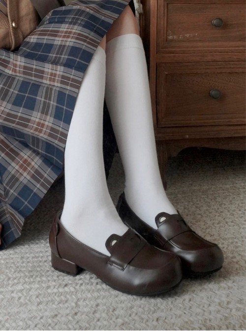 Bear Bread Series Kawaii Sweet Lolita Cute Daily Bear Ear Decoration Comfortable Flat Uniform Shoes