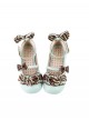 Striped Chocolate Sweet Lolita Bowknot Pleated Edge Soft Low Heels Mary Jane Shoes