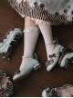 Striped Chocolate Sweet Lolita Bowknot Pleated Edge Soft Low Heels Mary Jane Shoes