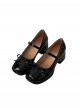 Elegant French Style Classic Lolita Delicate Bowknot Tie Square Toe Mid Heel Mary Jane Patent Leather Shoes