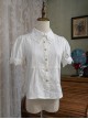 Antique Key Series Classic Lolita Retro Elegant School Commute Delicate Lace Collar Bubble Sleeve White Shirt