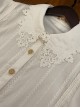Antique Key Series Classic Lolita Retro Elegant School Commute Delicate Lace Collar Bubble Sleeve White Shirt