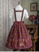 Antique Key Series Sweet Lolita Retro Elegant School Commute Print Waist Belt Suspender Skirt