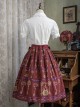 Antique Key Series Sweet Lolita Retro Elegant School Commute Print Waist Belt Suspender Skirt