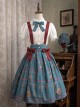 Antique Key Series Sweet Lolita Retro Elegant School Commute Print Waist Belt Suspender Skirt