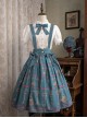 Antique Key Series Sweet Lolita Retro Elegant School Commute Print Waist Belt Suspender Skirt