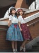 Antique Key Series Sweet Lolita Retro Elegant School Commute Print Waist Belt Suspender Skirt