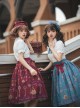 Antique Key Series Sweet Lolita Retro Elegant School Commute Print Waist Belt Suspender Skirt