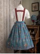 Antique Key Series Sweet Lolita Retro Elegant School Commute Print Waist Belt Suspender Skirt