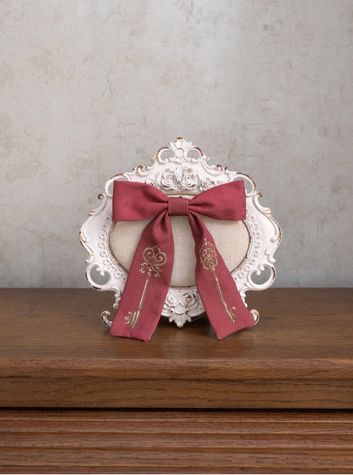 Antique Key Series Classic Lolita Elegant British Style Vintage Key Print Bowknot Tie