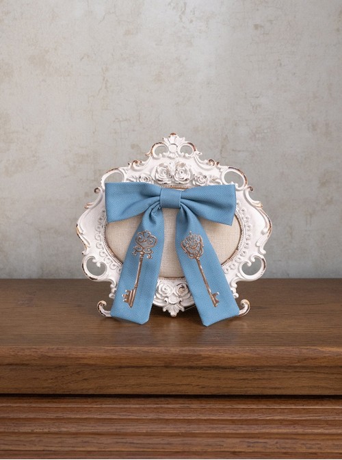 Antique Key Series Classic Lolita Elegant British Style Vintage Key Print Bowknot Tie