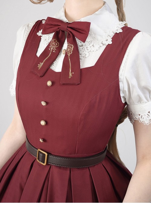 Antique Key Series Classic Lolita Elegant British Style Vintage Print Suspender Dress