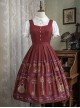 Antique Key Series Classic Lolita Elegant British Style Vintage Print Suspender Dress