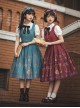 Antique Key Series Classic Lolita Elegant British Style Vintage Print Suspender Dress