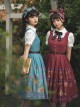 Antique Key Series Classic Lolita Elegant British Style Vintage Print Suspender Dress
