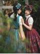 Antique Key Series Classic Lolita Elegant British Style Vintage Print Suspender Dress