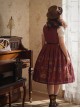 Antique Key Series Classic Lolita Elegant British Style Vintage Print Suspender Dress
