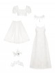 Moonlight Danube Series Classic Lolita Elegant Retro Roman White Long Suspender Dress Veil Top Set