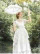 Moonlight Danube Series Classic Lolita Elegant Retro Roman White Long Suspender Dress Veil Top Set