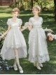 Moonlight Danube Series Classic Lolita Elegant Retro Roman White Long Suspender Dress Veil Top Set