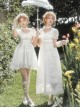 Moonlight Danube Series Classic Lolita Elegant Retro Roman White Long Suspender Dress Veil Top Set