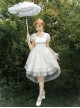 Moonlight Danube Series Classic Lolita Elegant Lily Valley Headpiece Choker White Short Suspender Dress Veil Set
