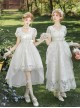 Moonlight Danube Series Classic Lolita Elegant Lily Valley Headpiece Choker White Short Suspender Dress Veil Set