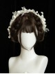 Moonlight Danube Series Classic Lolita Elegant Lily Valley Headpiece Choker White Short Suspender Dress Veil Set