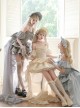 Duet Series Sweet Lolita Elegant Corset Waist Suspender Dress Large Bowknot Trailing Hair Cap Choker Set