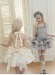 Duet Series Sweet Lolita Elegant Corset Waist Suspender Dress Large Bowknot Trailing Hair Cap Choker Set