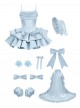 Duet Series Sweet Lolita Elegant Corset Waist Suspender Dress Large Bowknot Trailing Hair Cap Choker Set