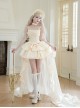 Duet Series Sweet Lolita Elegant Corset Waist Suspender Dress Large Bowknot Trailing Hair Cap Choker Set