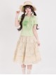 Lucky Bunny Series Kawaii Fashion Retro Japanese Style Four-Leaf Clover Print Bowknot Tie Up Slim Short Sleeve T-Shirt