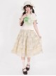 Little Garden Series Kawaii Fashion Apricot Retro Countryside Forest Girl Vintage Floral Cotton Print Lace Skirt