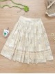 Little Garden Series Kawaii Fashion Apricot Retro Countryside Forest Girl Vintage Floral Cotton Print Lace Skirt
