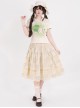 Little Garden Series Kawaii Fashion Apricot Retro Countryside Forest Girl Vintage Floral Cotton Print Lace Skirt