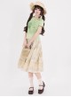 Little Garden Series Kawaii Fashion Apricot Retro Countryside Forest Girl Vintage Floral Cotton Print Lace Skirt