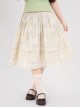 Little Garden Series Kawaii Fashion Apricot Retro Countryside Forest Girl Vintage Floral Cotton Print Lace Skirt