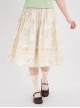 Little Garden Series Kawaii Fashion Apricot Retro Countryside Forest Girl Vintage Floral Cotton Print Lace Skirt