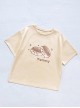 Bear Bagel Series Kawaii Fashion Summer Apricot Pure Cotton Simple Cute Print Loose Short Sleeve T-Shirt