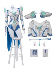 Marvel Rivals Halloween Cosplay White Queen Emma Grace Frost Costume Set Without Shoes