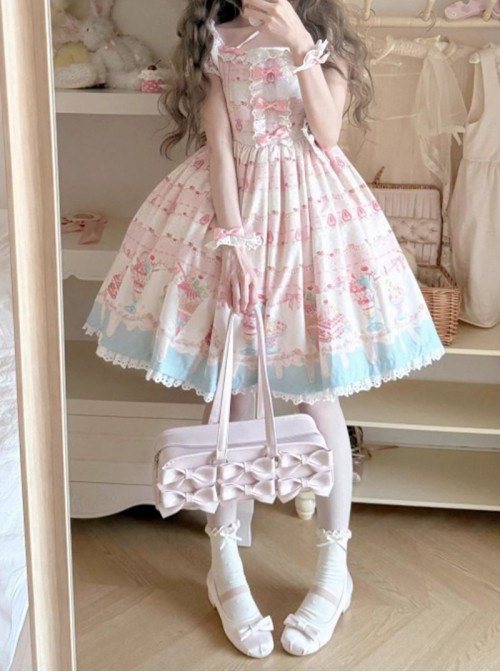 Sweet Dreams Series Cute Sweet Lolita Japanese Style Bowknot PU Single Shoulder Baguette Bag