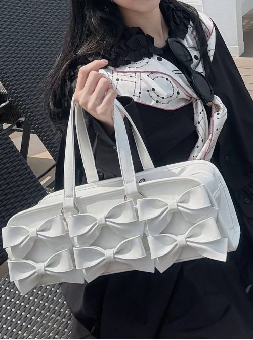 Sweet Dreams Series Cute Sweet Lolita Japanese Style Bowknot PU Single Shoulder Baguette Bag
